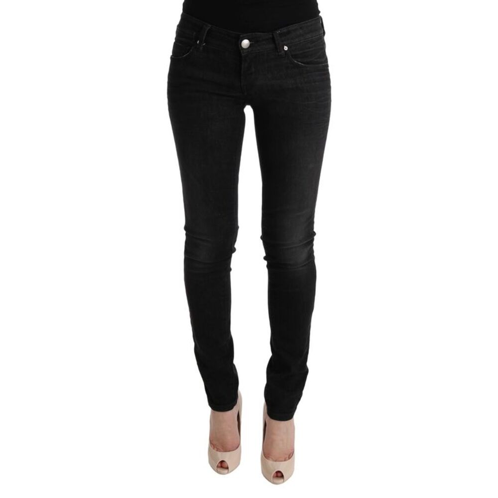 Acht Black Denim Cotton Bottoms Slim Fit Women's Jeans